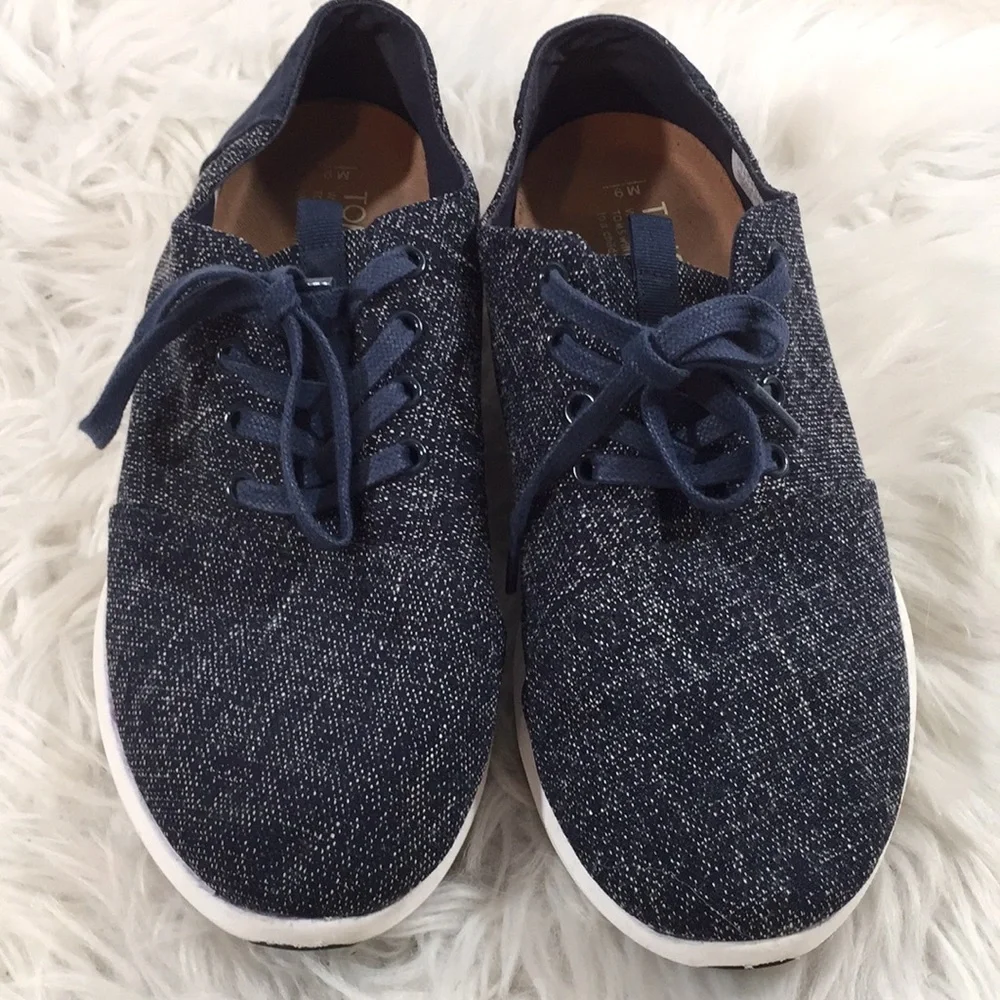 TOMS DEL REY TRAINERS SNEAKERS NAVY TWO TONE - Picture 3 of 9